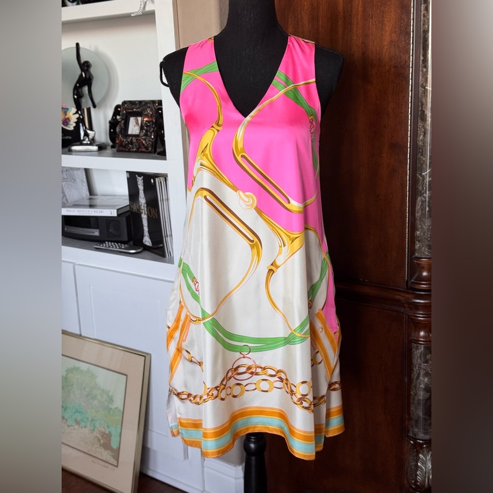 Julie Brown Silk Pink and‎ White Dress